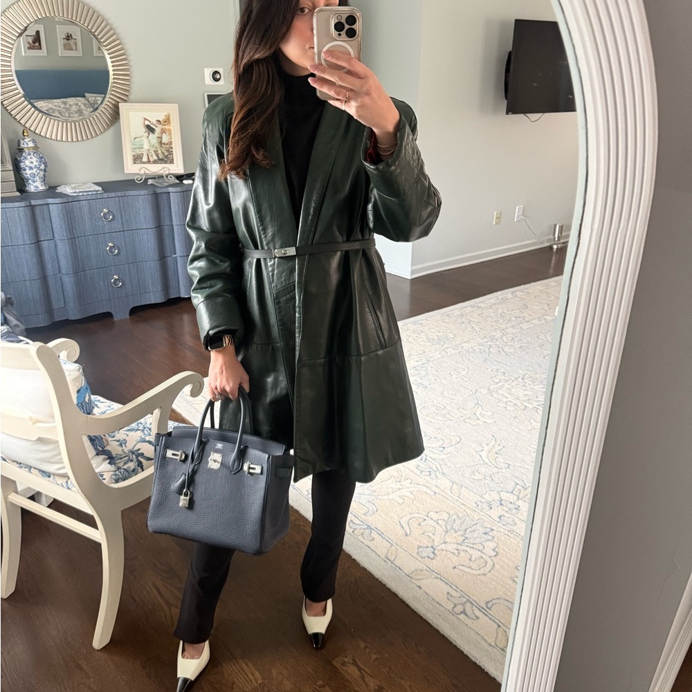 Women's Green Leather Coat
